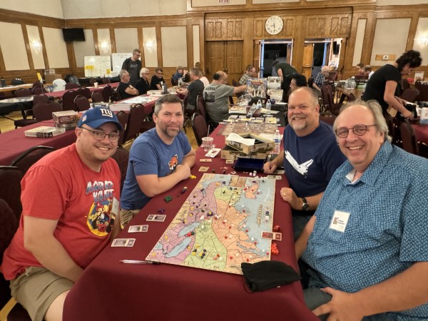 Miguel, David Thompson, Mark Johnson, and I have an epic game of 1754 from Academy Games
